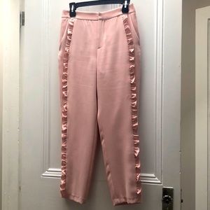 Zara Pink Ruffle Trim Pants